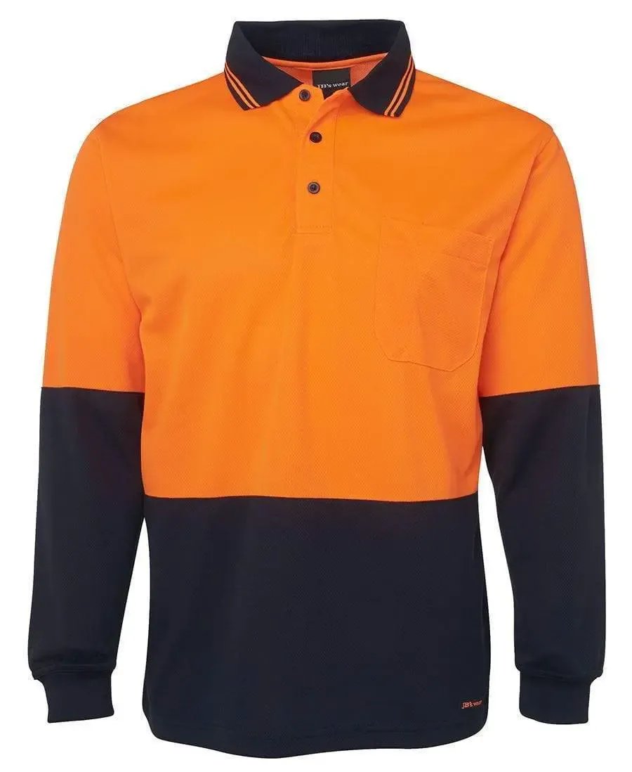 Jb's Wear Work Wear Orange/Navy / XS JB'S Hi-Vis Long Sleeve Traditional Polo 6HVPL